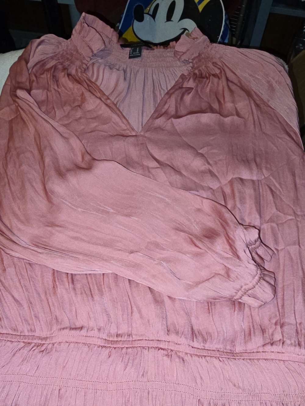 Forever 21 Rose Pink Smocked Peasant Blouse